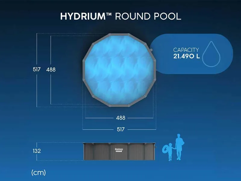 Bestway Hydrium 561CU - Ø488x132 cm - Piscine ronde pour 9-10 personnes