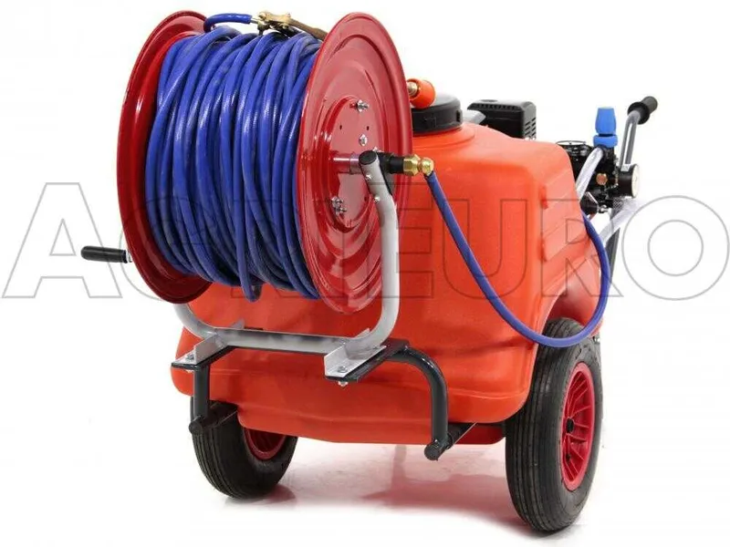 Groupe motopompe de pulvérisation Comet MP 30 Loncin G200F sur chariot Dal Degan avec réservoir 150 l