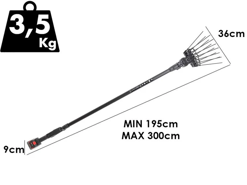 Aima Twist Plus Cordless - Peigne vibreur électrique à batterie - Perche télescopique en aluminium 195-300 cm - 2 x 21 V 5,2 Ah