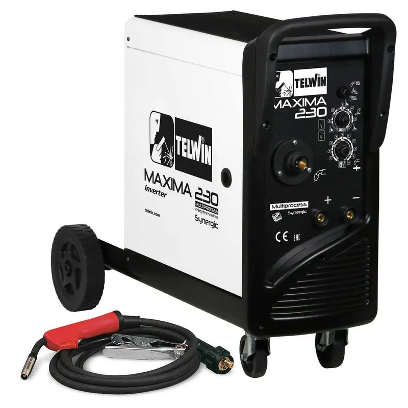 Poste à souder inverter à fil Telwin Telwin Maxima 230 Synergic - pour mig-mag/flux/brazing/mma/tig DC - lift - gaz/no gaz