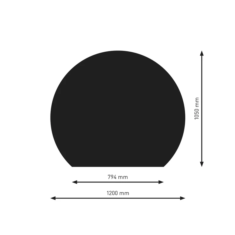 Plaque de sol Raik B7 section circulaire noir revêtu par poudre 1200 x 1050 mm