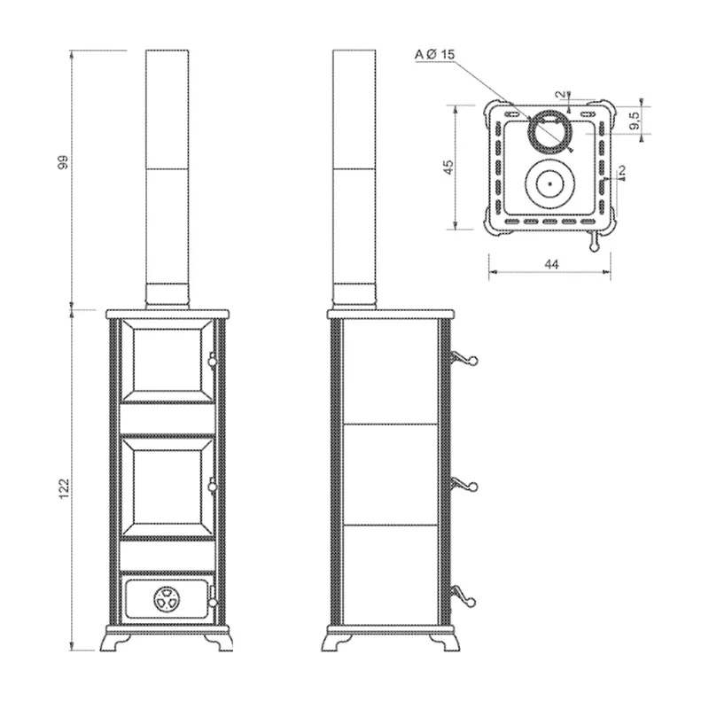 EK63 Decor C Evo Poêle à bois céramique bordeaux