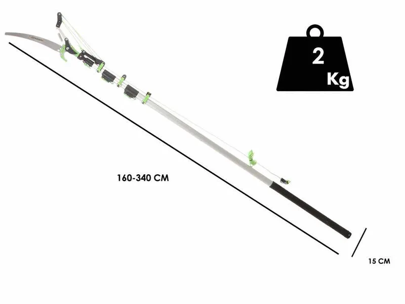 Verdemax - Échenilloir avec scie et perche télescopique à 3 sections de 130-310 cm