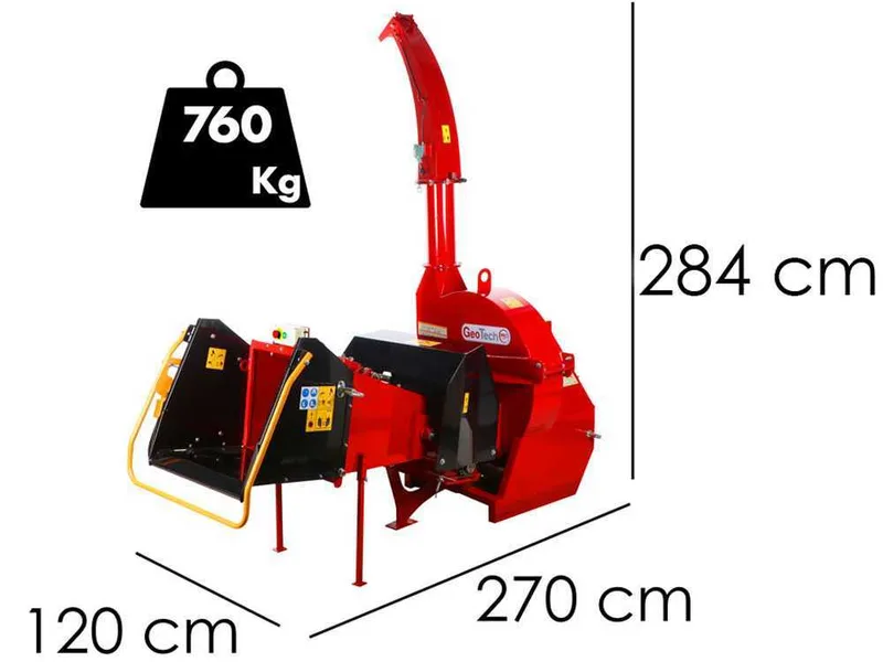 GeoTech Pro WS102RS - Broyeur de branches à tracteur - Avec rouleaux d'entraînement à commande hydraulique