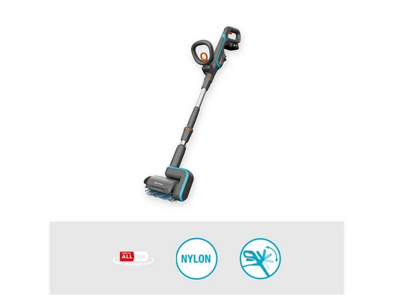 Gardena AquaBrush Universal 03/18V P - Nettoyeur de sol à batterie + Brosse - avec starter kit 18V - 2.5Ah