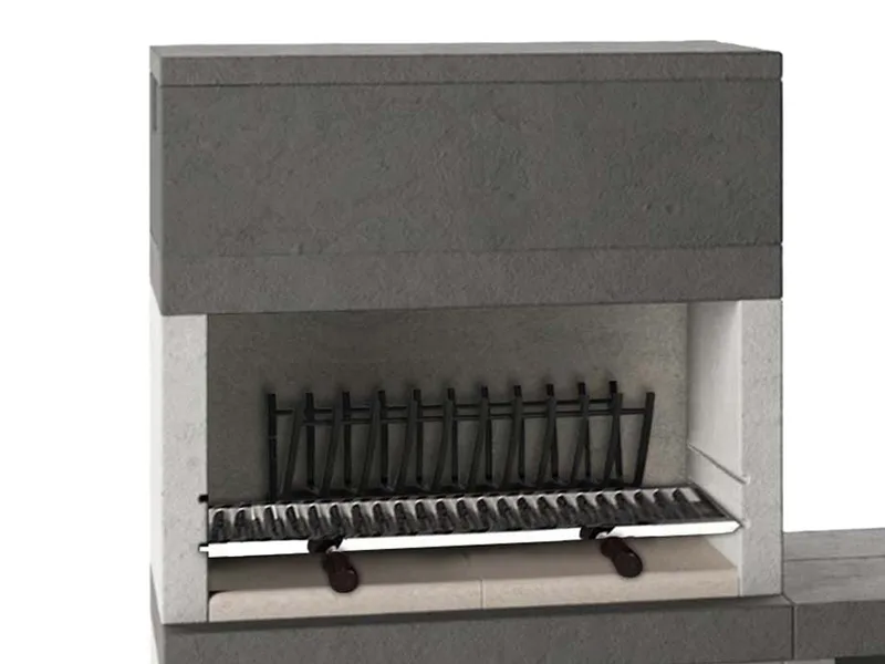 Edilmark KUBO.1 - Barbecue à bois et à charbon en maçonnerie - Brûleur arrière et accessoire Panka déplaçable