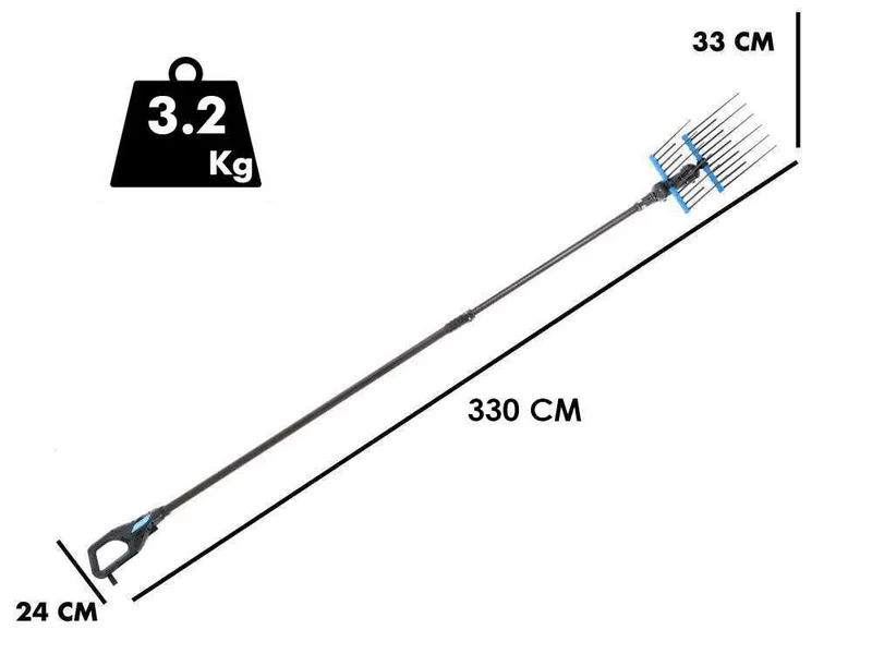 Campagnola Alice STAR 58 PLUS - Peigne vibreur électrique à batterie dorsale - Perche télescopique en carbone de 245 à 330 cm