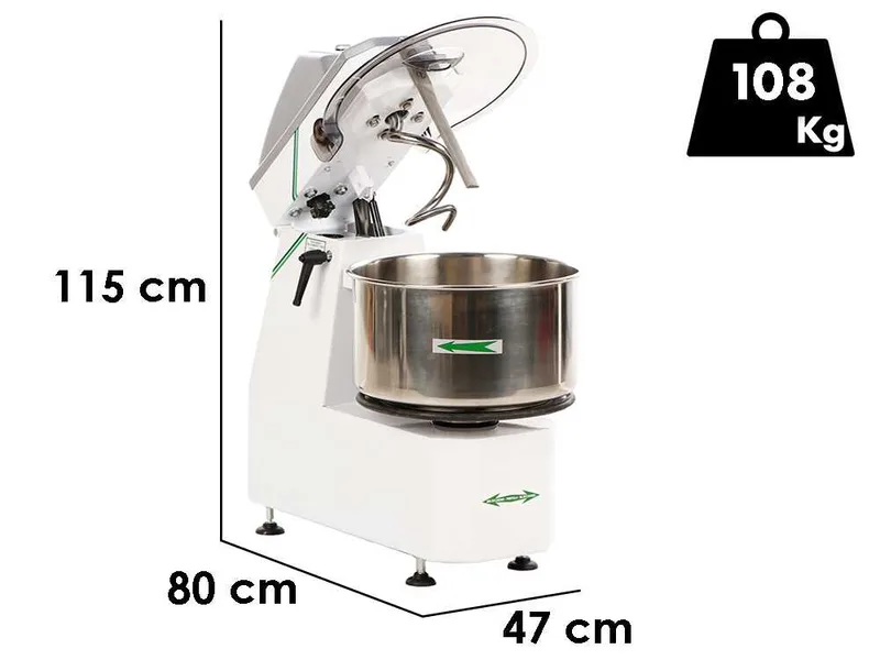 Fimar 38SR - Pétrin à spirale avec tête relevable - Triphasé - 2 vitesses