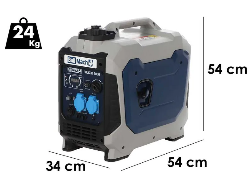 BullMach Fulgor 3000 - Groupe électrogène inverter 3,3 kW - Continu 3 kW monophasé