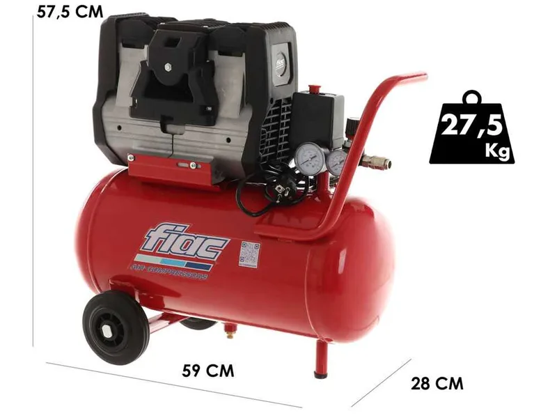 Fiac Super Silent 24 XS258 - Compresseur d'air électrique monophasé insonorisé oil-less - Moteur 2 CV - 24 L