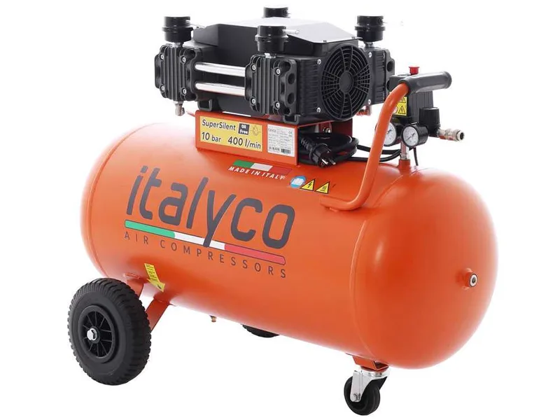Italyco KP 100/3 OL - Compresseur d'air électrique monophasé silencieux - Sans huile - Moteur 3 CV - 100 L