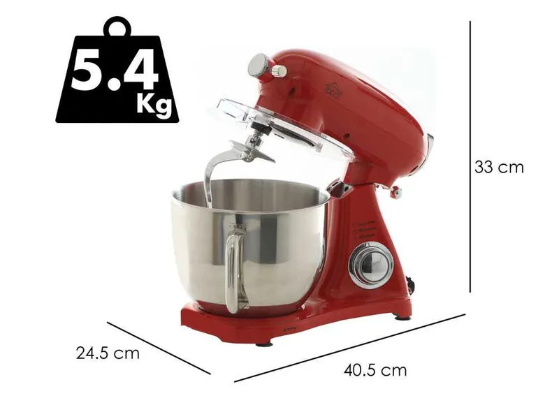 DCG KM1510R 7l - Batteur mélangeur planétaire - Avec cuve en acier de 7 litres - Multifonction à enclenchement rapide