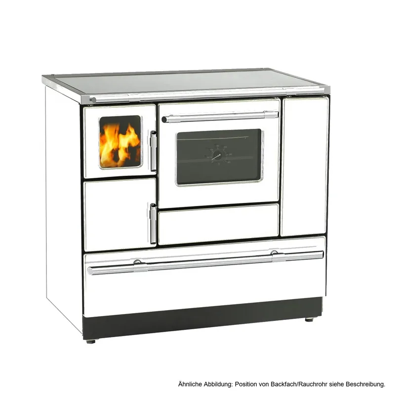 Wamsler K 138 F Cuisinière à bois à droite blanc avec plaque vitrocéramique