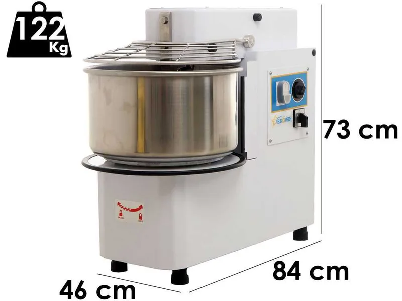 EuroMech ETR 30 2v - Pétrin à spirale à tête basculante capacité 25Kg - Triphasé à 2 vitesses