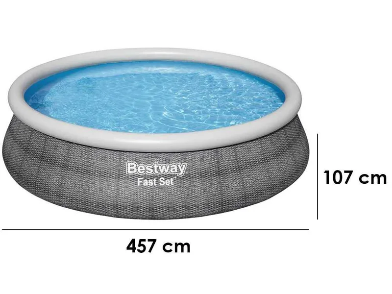 Bestway FAST Set 57372 - Ø457x107 cm - Piscine gonflable + pompe de filtration 29 W et échelle