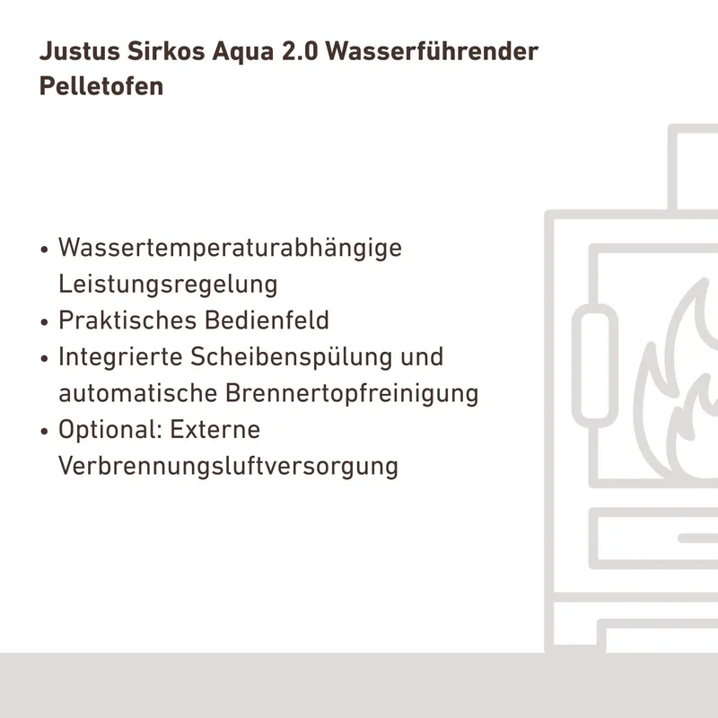 Justus Sirkos Aqua 2.0 poêle à granulés bouilleur acier noir