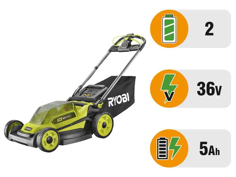 Ryobi RY18LMXSP51A-0 - Tondeuse à gazon à batterie 2x18V/5Ah - Largeur de coupe 51 cm