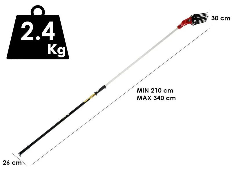 Peigne vibreur électrique à batterie Zanon Olivar Electric AL 300 - Perche télescopique en aluminium 210 - 340 cm