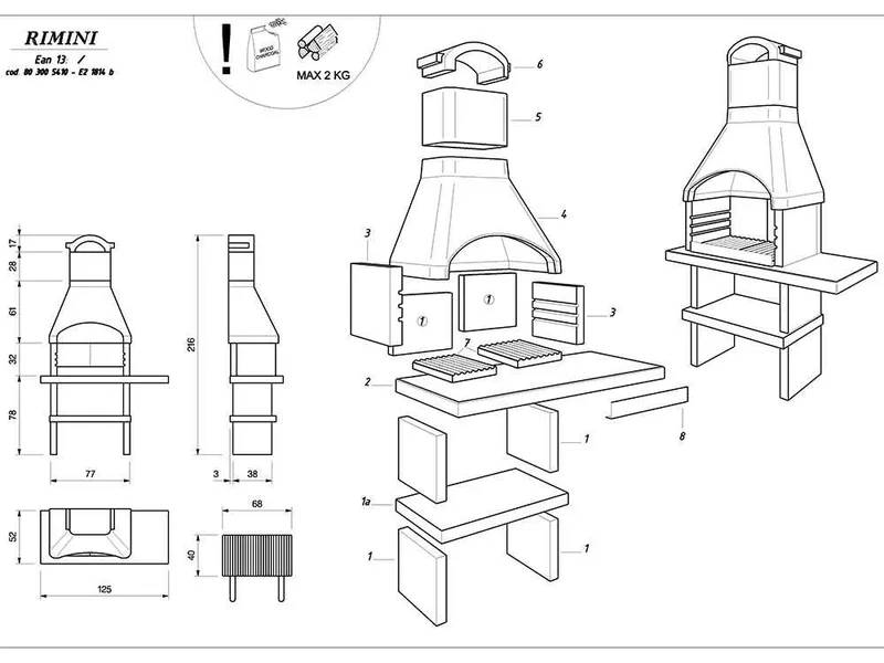 Palazzetti Rimini - Barbecue à bois et charbon en maçonnerie