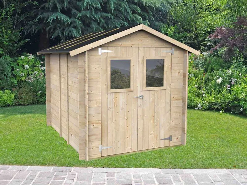 Alce Hobby 198x248 - Abri de jardin en bois - Avec fenêtres et porte à double battant - 198x248x215 cm