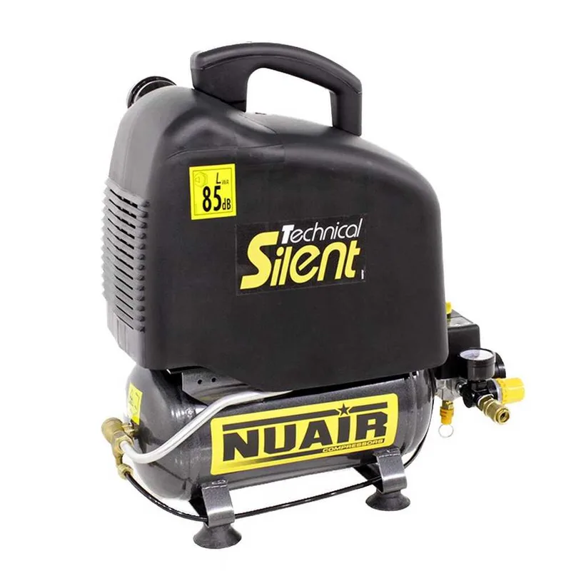 Nuair OM200/6 Sil Tech - Compresseur d'air électrique portatif monophasé silencieux, oil-less - Moteur 1 CV - 6 L