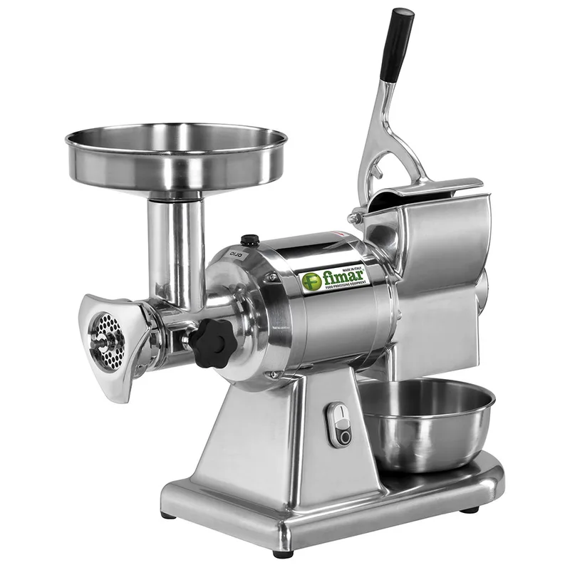 Fimar TC12T - Hachoir à viande électrique avec râpe intégrée - 230 V - 1 CV - Groupe de hachage INOX - Sans inverseur de marche