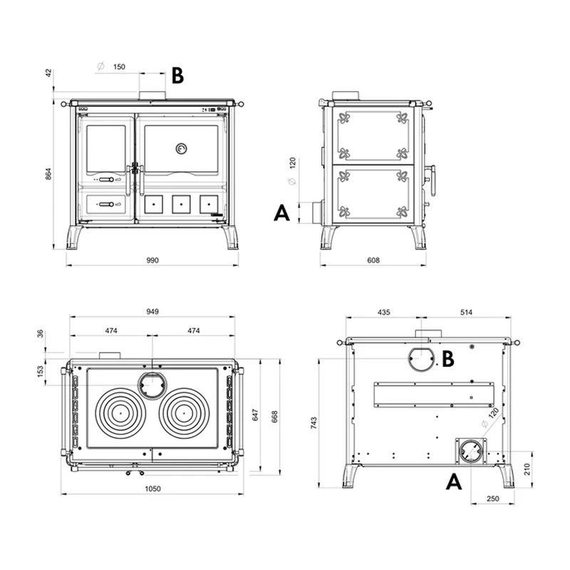 La Nordica GARDENIA XXL céramique - blanc cuisinière à bois
