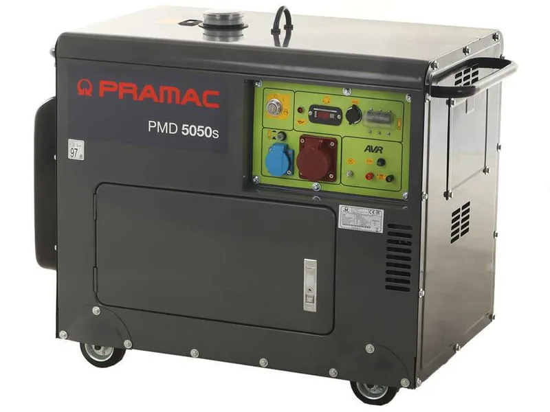 Pramac PMD5050s - Groupe électrogène 3,6 kW triphasé diesel insonorisé - Avec roues