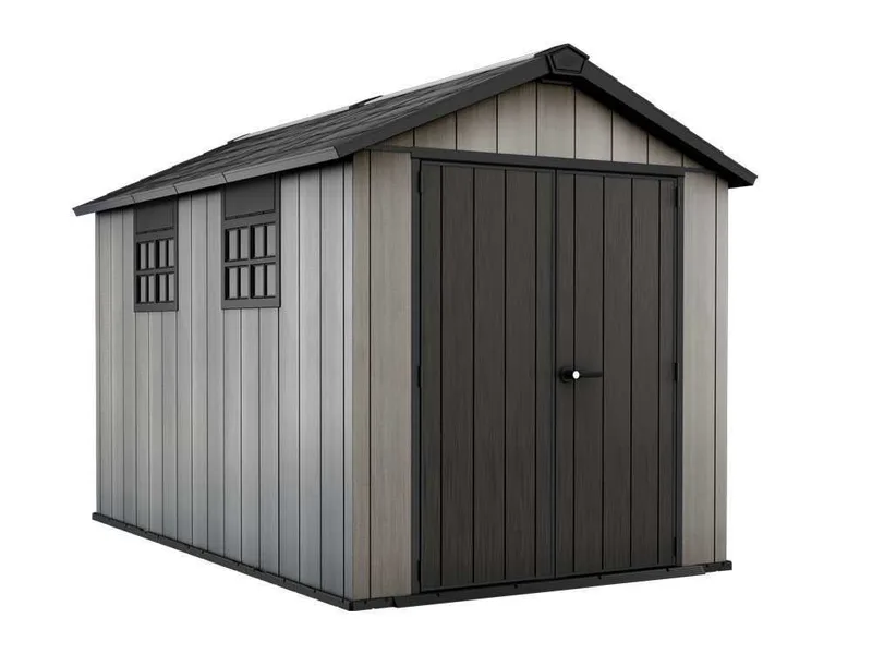 Keter Oakland 7511 - Abri de jardin - Avec porte à double battant et fenêtres - 230x350x242 cm