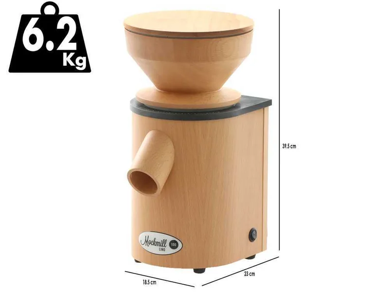 Mockmill Lino 100 - Moulin pour farine en bois avec meules en pierre - 360W