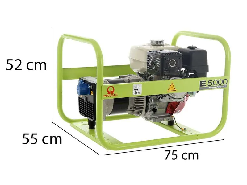 Pramac E 5000 - Groupe électrogène 4.6 KW monophasé à essence - avec moteur Honda GX 270