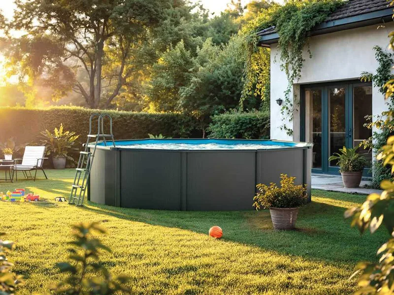 Gre Anthracite Ronde Ø460 x 132 cm - Piscine hors-sol en acier