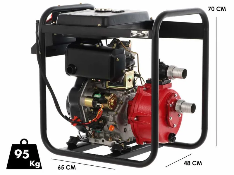 Motopompe diesel Blackstone BD-HH 5100 raccords 50 mm - 2 pouces - Grande Hauteur d'élevation - démarrage électrique - Euro 5