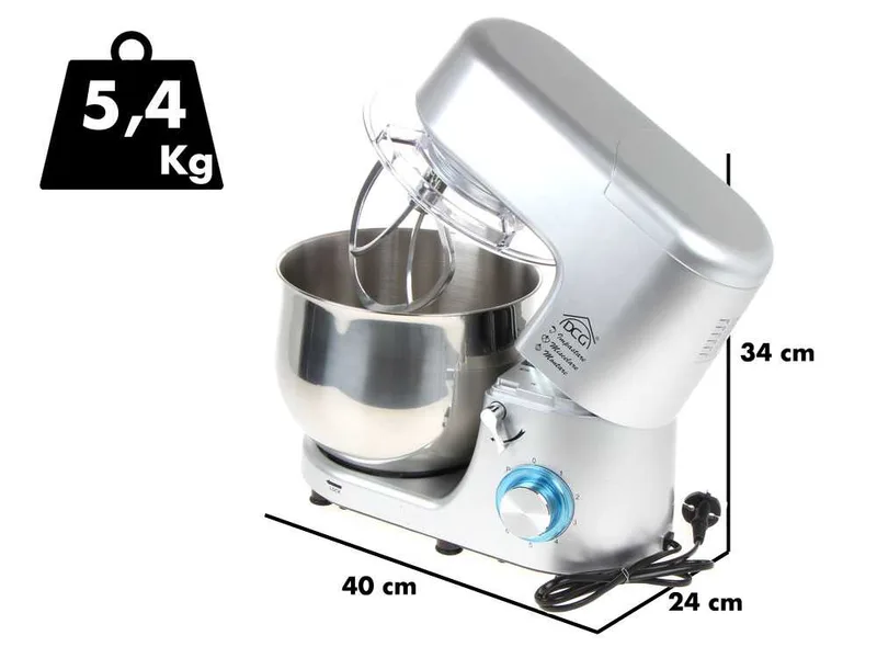 Batteur mélangeur planétaire DCG KM1508 avec cuve en INOX de 8 litres - Multifonctions à déclenchement rapide