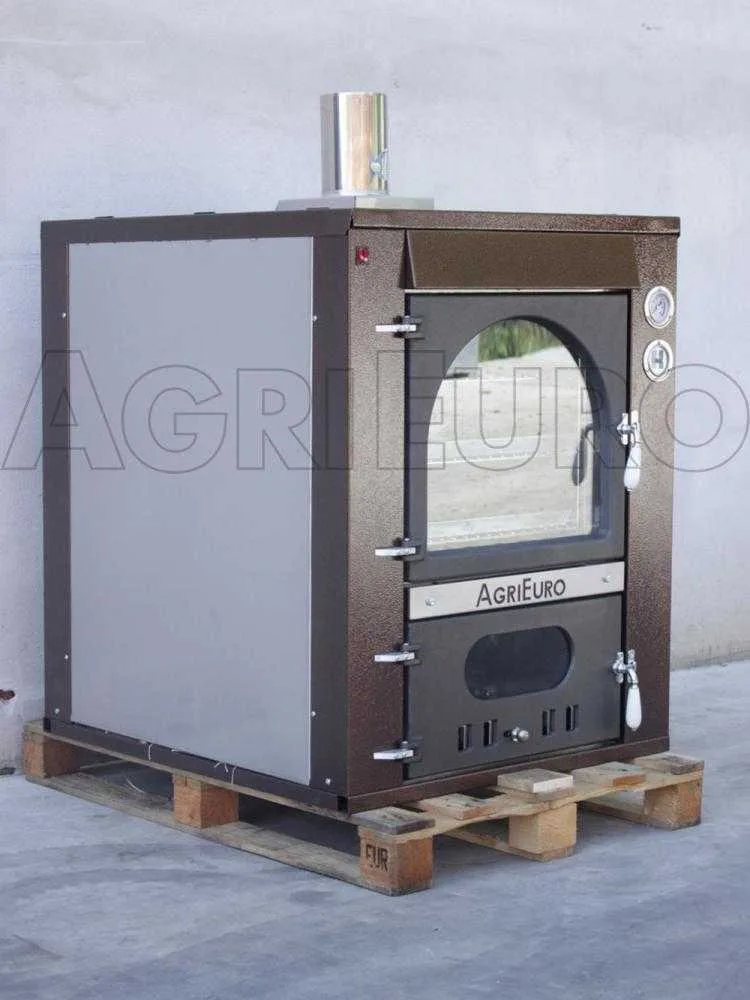 AgriEuro Magnus 80 Deluxe INC - Four à bois en acier encastrable - Cuivre émaillé - Inox