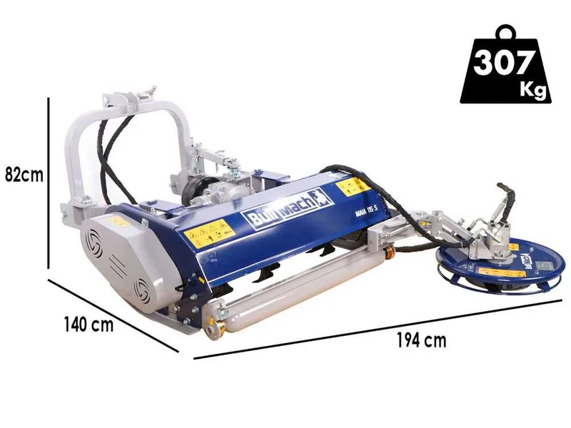 BullMach Maia 115 S - Broyeur pour tracteur avec disque interfilaire - Série médium - Déport manuel