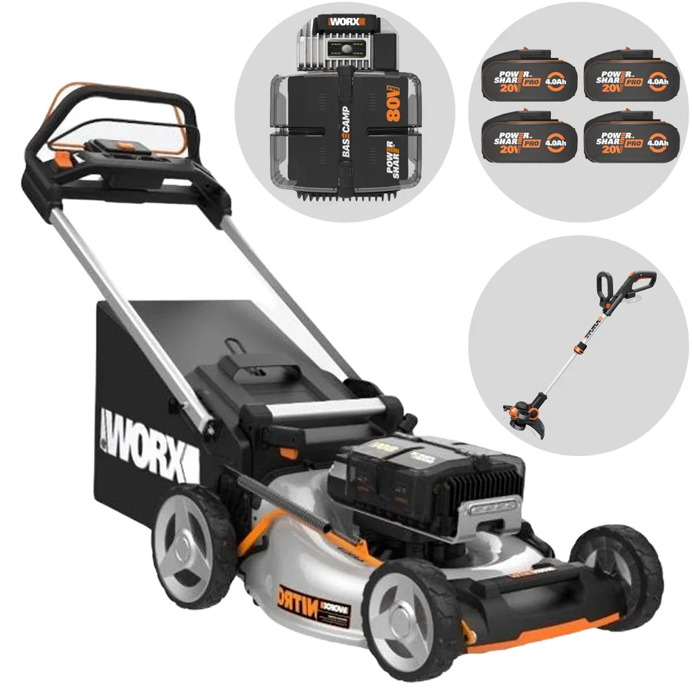Tondeuse autotractée à batterie worx nitro WG761E - 80V / 4Ah - coupe de 51 cm