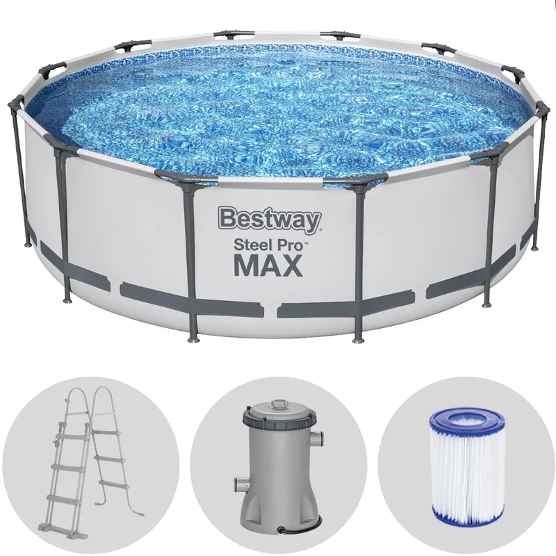 Bestway Steel Pro Max 56418 - Ø366x100 cm - Piscine ronde + pompe de filtration et échelle