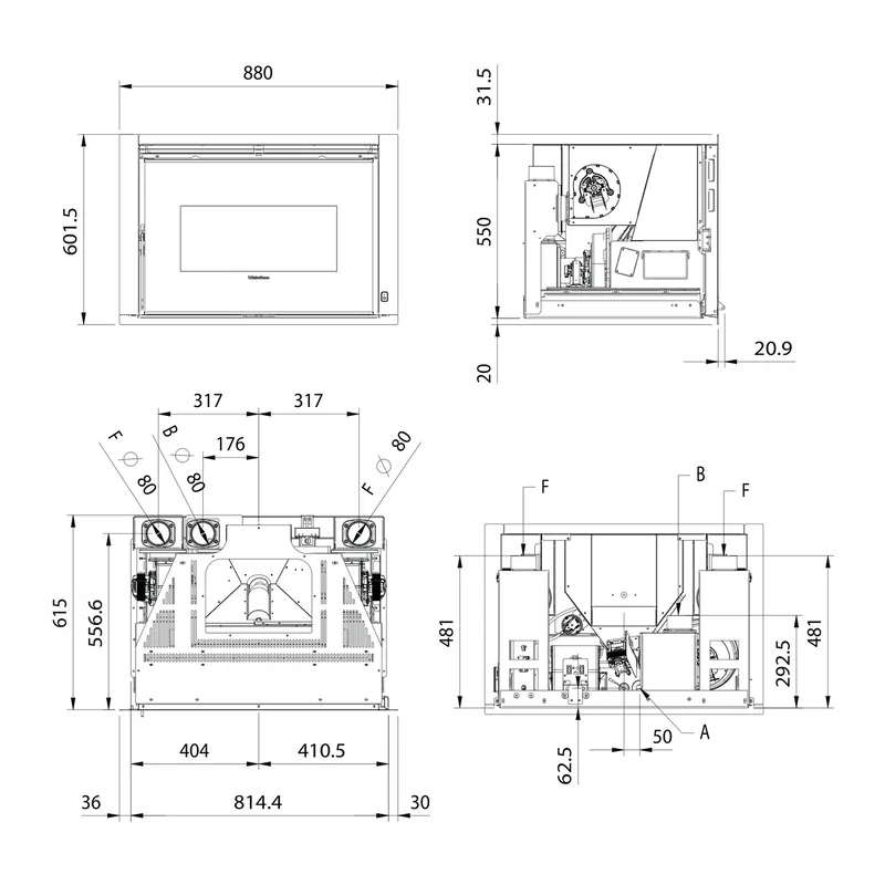 Extraflame COMFORT P85 PLUS insert de cheminée à granulés