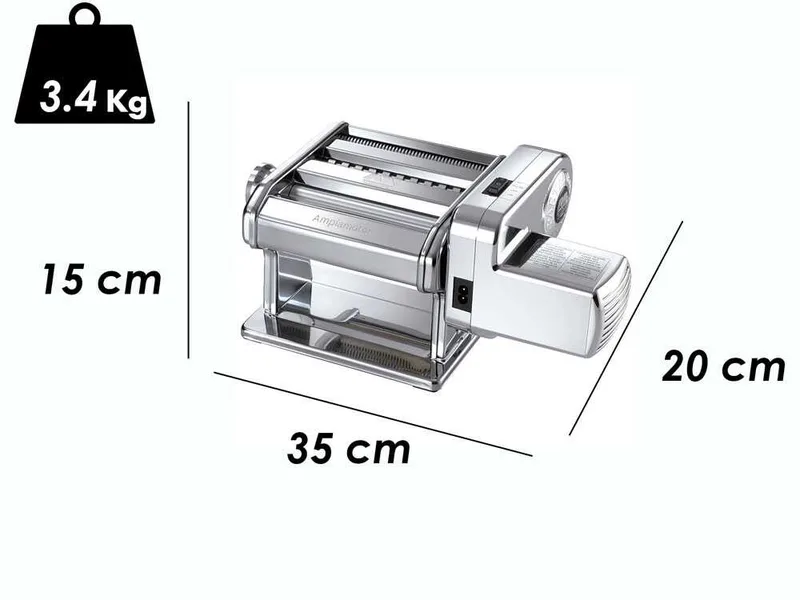 Marcato Ampiamotor - Laminoir - Machine à pâtes électrique/manuelle en INOX 100W