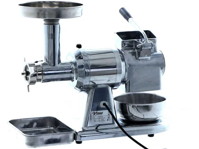 Fimar TC12T - Hachoir à viande électrique avec râpe intégrée - 230 V - 1 CV - Groupe de hachage INOX - Sans inverseur de marche