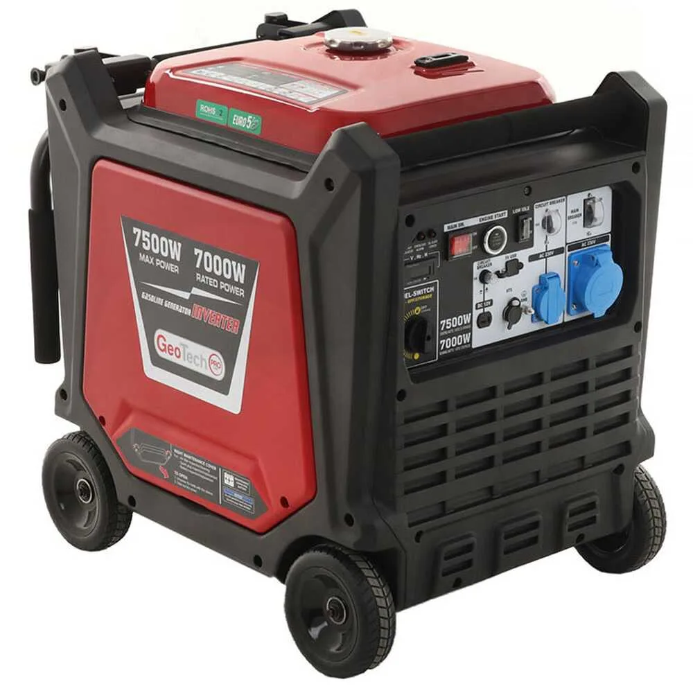 Geotech Pro PTGA 9000 - Groupe électrogène à essence sur roues inverter insonorisé 7.5 kW - Continue 7 kW Monophasé