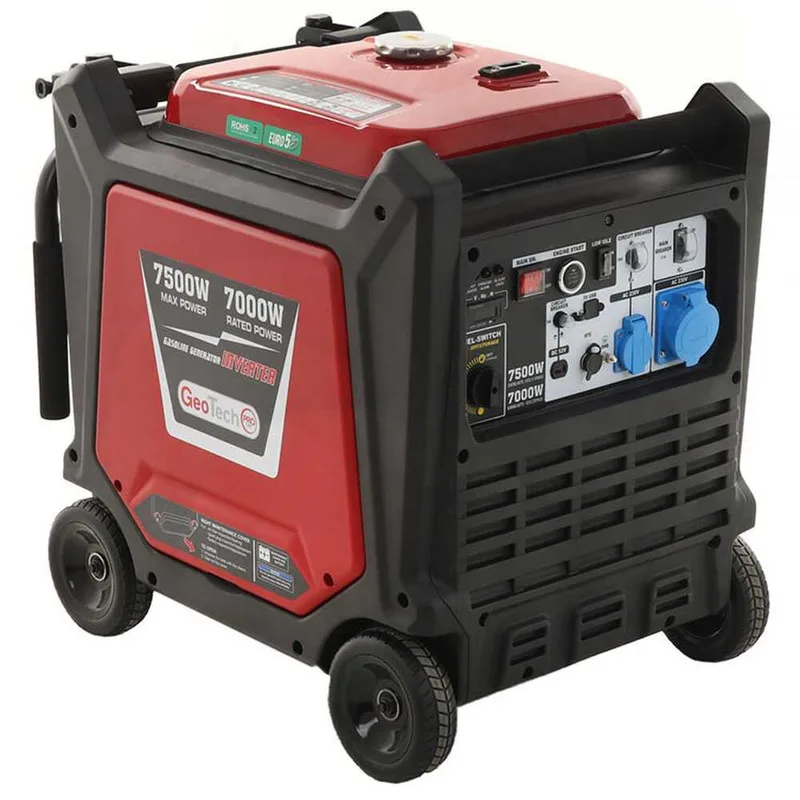 Geotech Pro PTGA 9000 - Groupe électrogène à essence sur roues inverter insonorisé 7.5 kW - Continue 7 kW Monophasé