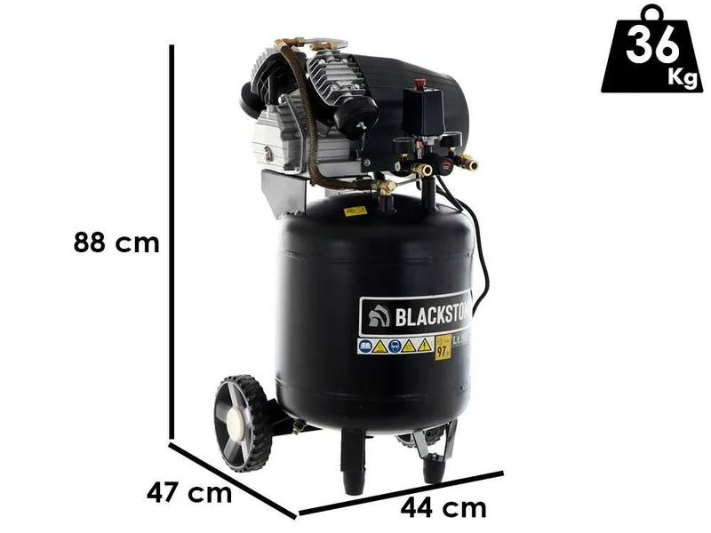 BlackStone V-LBC 50-30V - Compresseur d'air électrique vertical sur chariot - moteur 3 CV - 50 L air comprimé