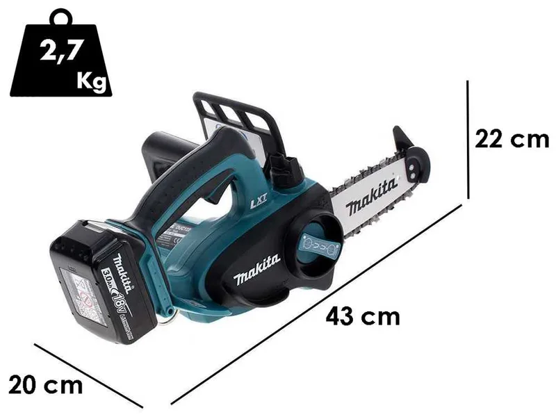 Makita DUC122 LXT - Tronçonneuse à batterie 18 V 3 Ah - Guide de 11,5 cm