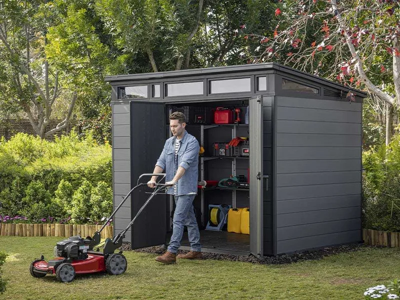 Keter Cortina 9x7 - Abri de jardin - Avec porte à double battant - 277 × 218 × 226 cm