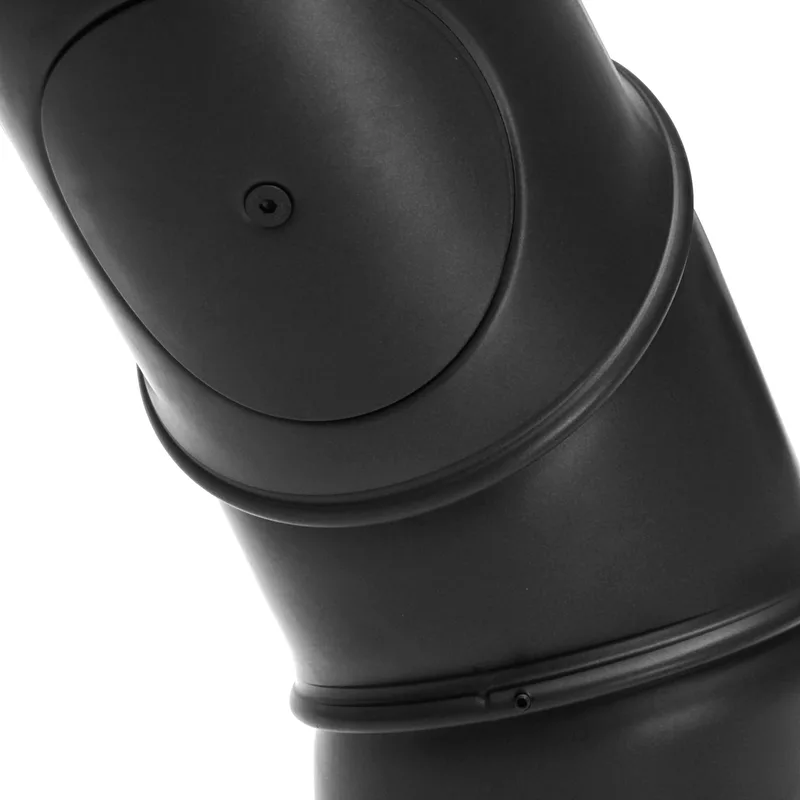 Raik Basic coude multiple 180mm noir avec porte – 4 pièces pour tuyau de fumée / conduit de fumée