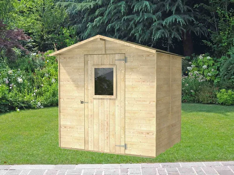 Alce Vaniglia 200x207 - Abri de jardin en bois - Avec fenêtre à l'avant - 200x207x214 cm