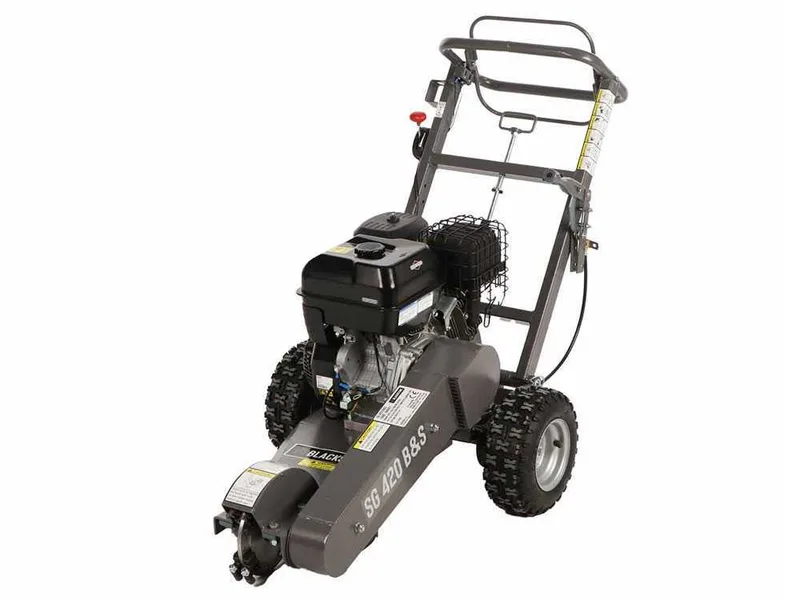 BlackStone SG 420 B&S - Rogneuse de souches - Moteur B&S XR2100 420 cm3 - Disque de coupe avec 8 marteaux en carbure de tungstène