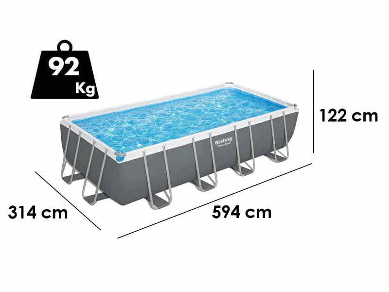 Bestway Power Steel Rectangulaire 56466 - 549x274x122 cm - Piscine hors-sol